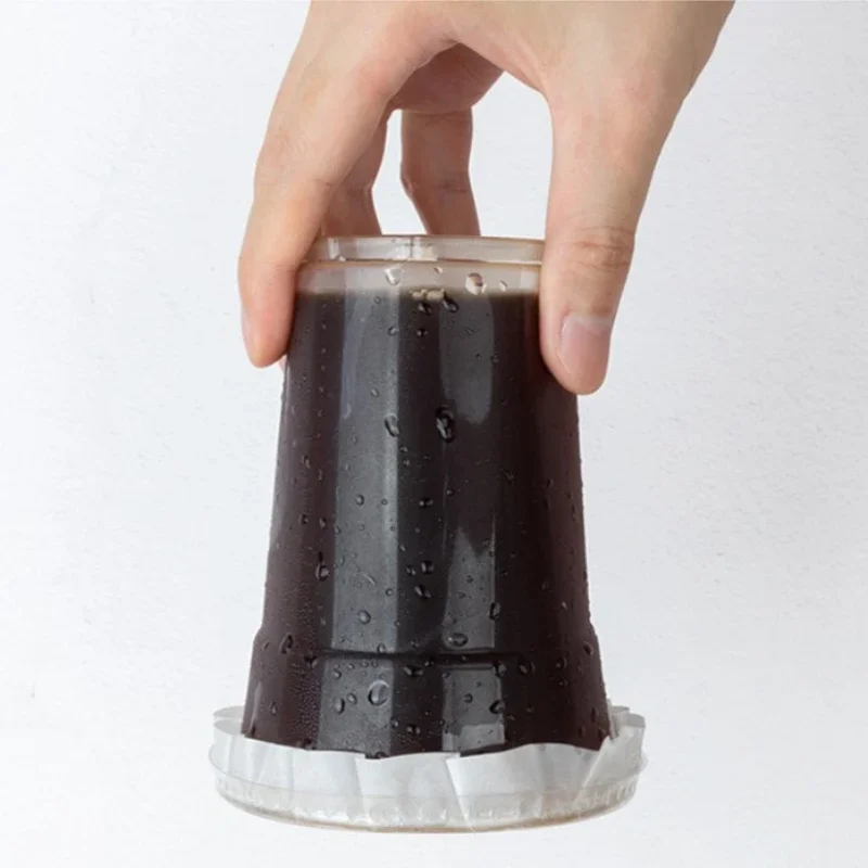 Disposable Leak Proof Paper Coffee Cup Cover Lid Films 100pcs Anti Overflow Milk Tea Takeaway Beverage Cup Anti Leakage Paper disposable food cover
