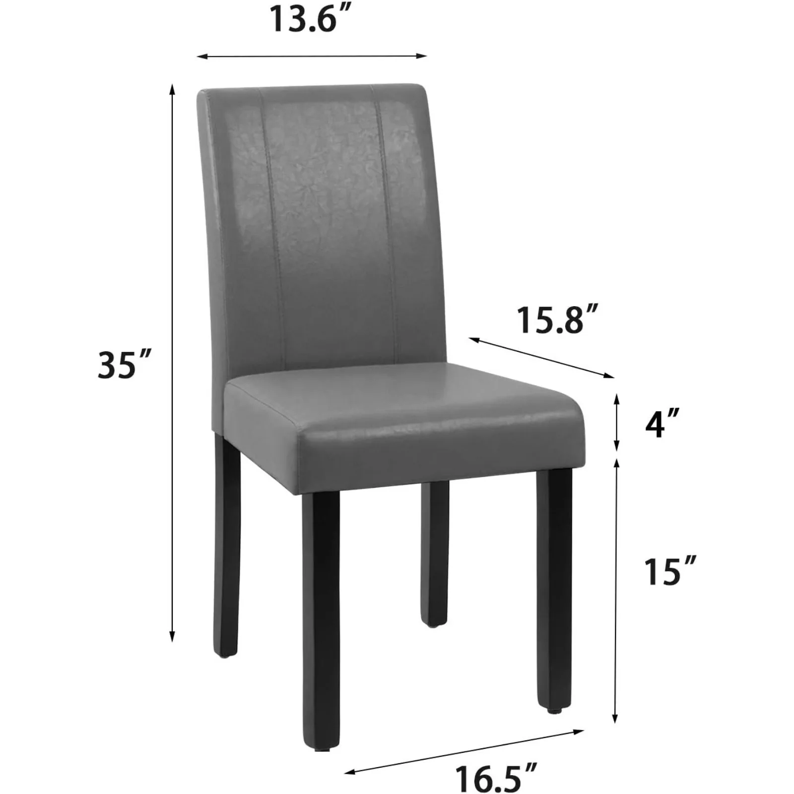 Description Picture 6 of itemUS Dining Chair PU Leather Living Room Chairs Modern Kitchen Armless Side Chair with Solid Wood Legs Set of 4(Black)