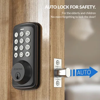 ZOMOSS Smart Keypad Door Lock,Digital Code Keyless Entry With Anti-Peeking Password, Auto Lock, And Easy Installation 1