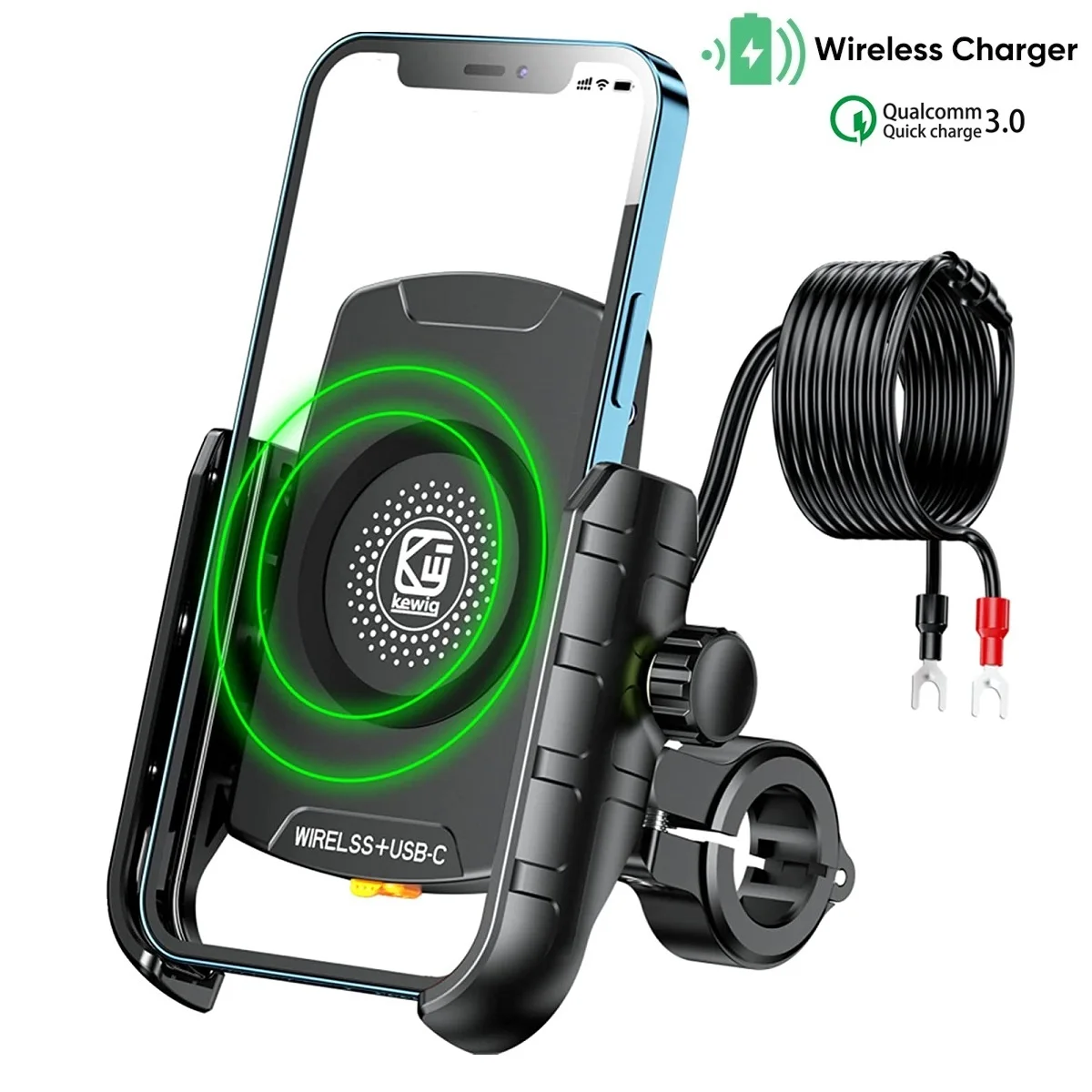 Wireless Charging Motorcycle Phone Holder with Quick Charge 3.0
