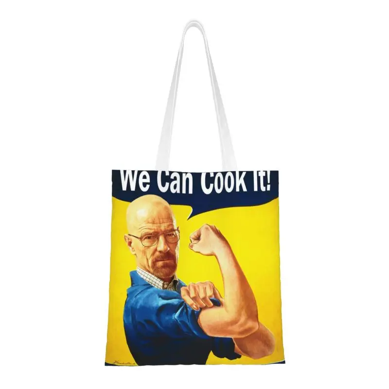 

Walter White Retro We Can Cook It Shopping Bag Women Shoulder Canvas Tote Bag Portable Breaking Bad Heisenberg TV Shopper Bags