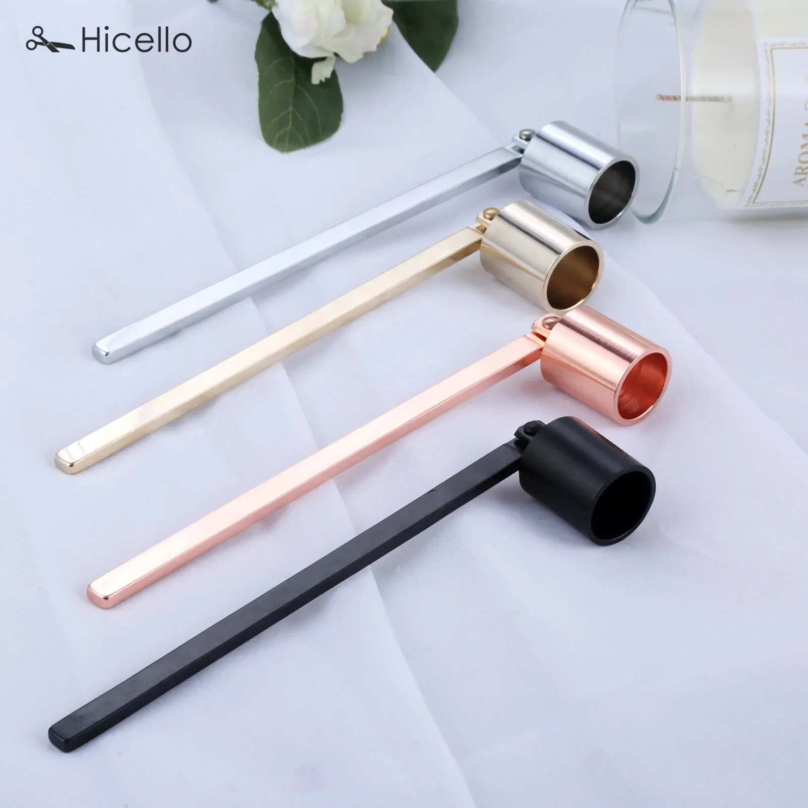 Stainless Steel Candle Snuffer Flame wick tool oil lamp dipper Extinguish Trimmer cutter 19cm put off Rose Gold Black Silve candle wick trimmer candle snuffer