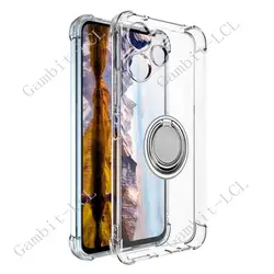 Enhanced Back Ring Holder Bracket Phone Case - TPU Soft Silicone Cover, 6.79 for Redmi Note 13R (Ring Case Clear)