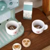 Kids Kitchen Toy Set Wooden Coffee Maker Set Simulation Cookie Maker Kit Pretend Play Educational Toys Gifts for Girls Boys 4