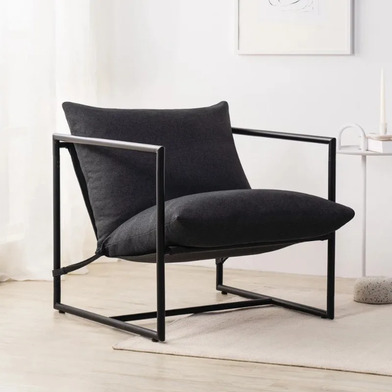 

Zinus Aidan Metal Framed Sling Accent Chair, （Dark Grey/Black）optional