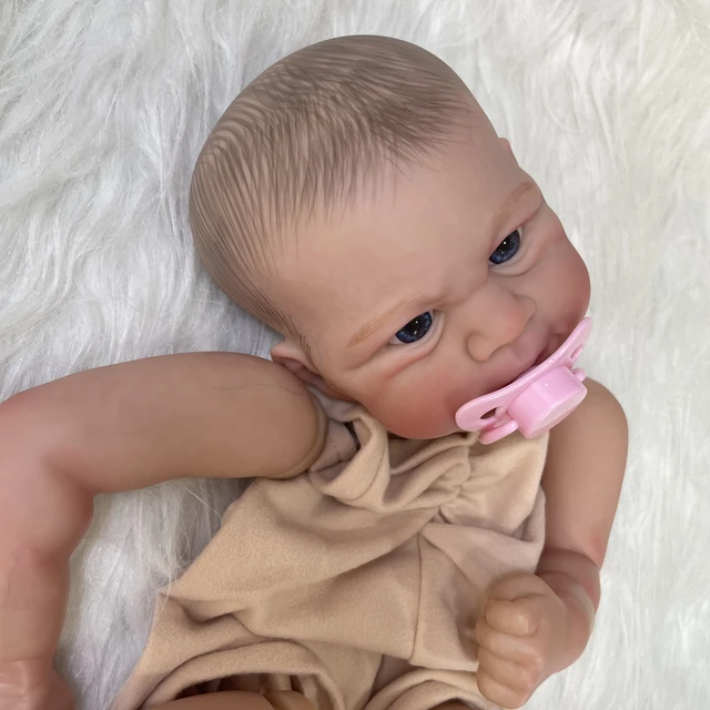 18inch Already Painted Reborn Doll Parts Elijah Lifelike Baby 3D Painted Skin with Visible Veins Cloth Body Included 4