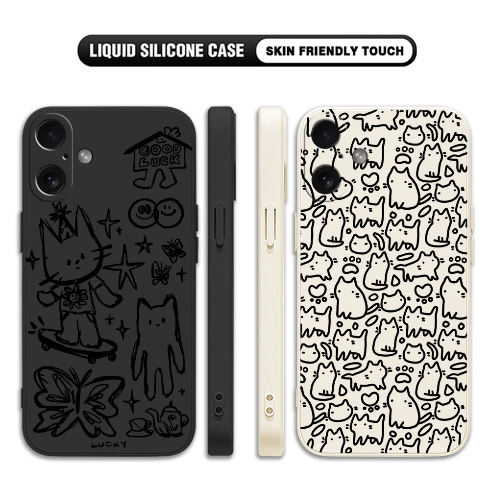 Adorable Black Kitten Sketch Cat Phone Case - Stylish Protective Cover