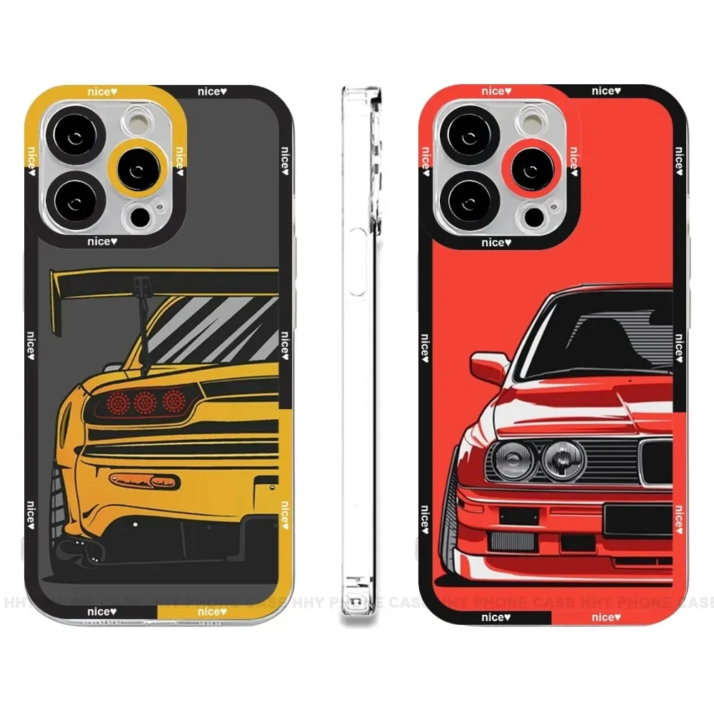 Japan JDM Sports Car Phone Case Anger Eyes For IPhone 13 12 Mini 11 14 15 Pro Max 8 7 Plus Xs X Xr Se 2022 Silicone Cover Funda