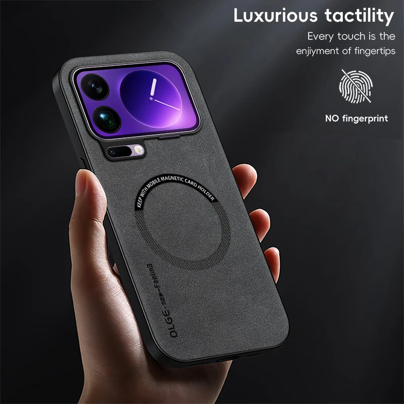Magnetic Retro Leather Soft Phone Case with Wireless Charging Capability