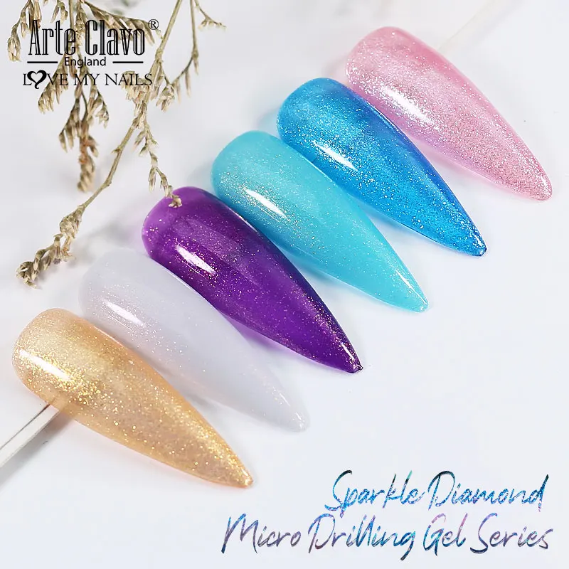 아르테 클라보 글리터 젤 네일 15ml 세미 퍼머넌트 소크 오프 UV 젤 바니쉬 네일 매니큐어 탑 베이스 코트 젤 폴리쉬 아트 데코레이션