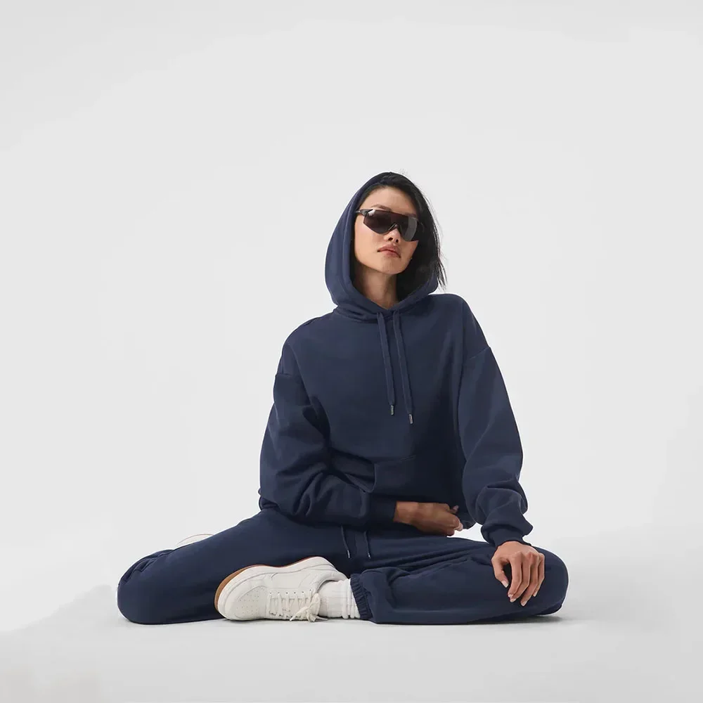 LO Cotton Loose Yoga Hoodie Accolade Hoodie Drawstring Versatile Pure Sports Pullover Outdoor Top Yoga Shirts Hooded