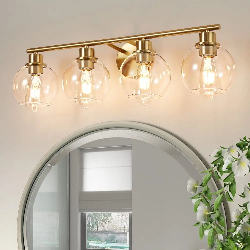 LED Bathroom Mirror Light Metal Brass Wall Mounted Vanity Lamp