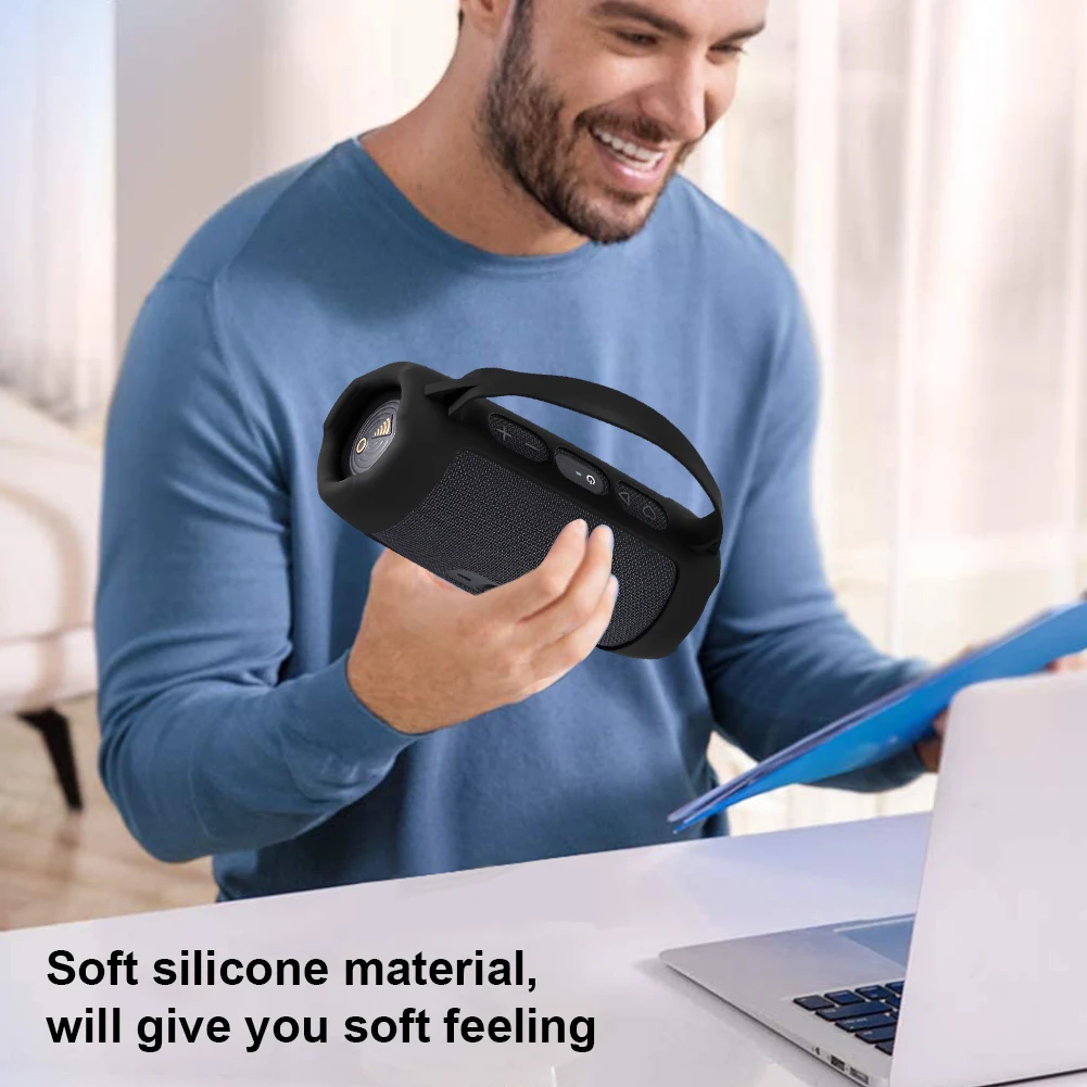 Silicone Waterproof Shockproof Speaker Case with Shoulder Strap