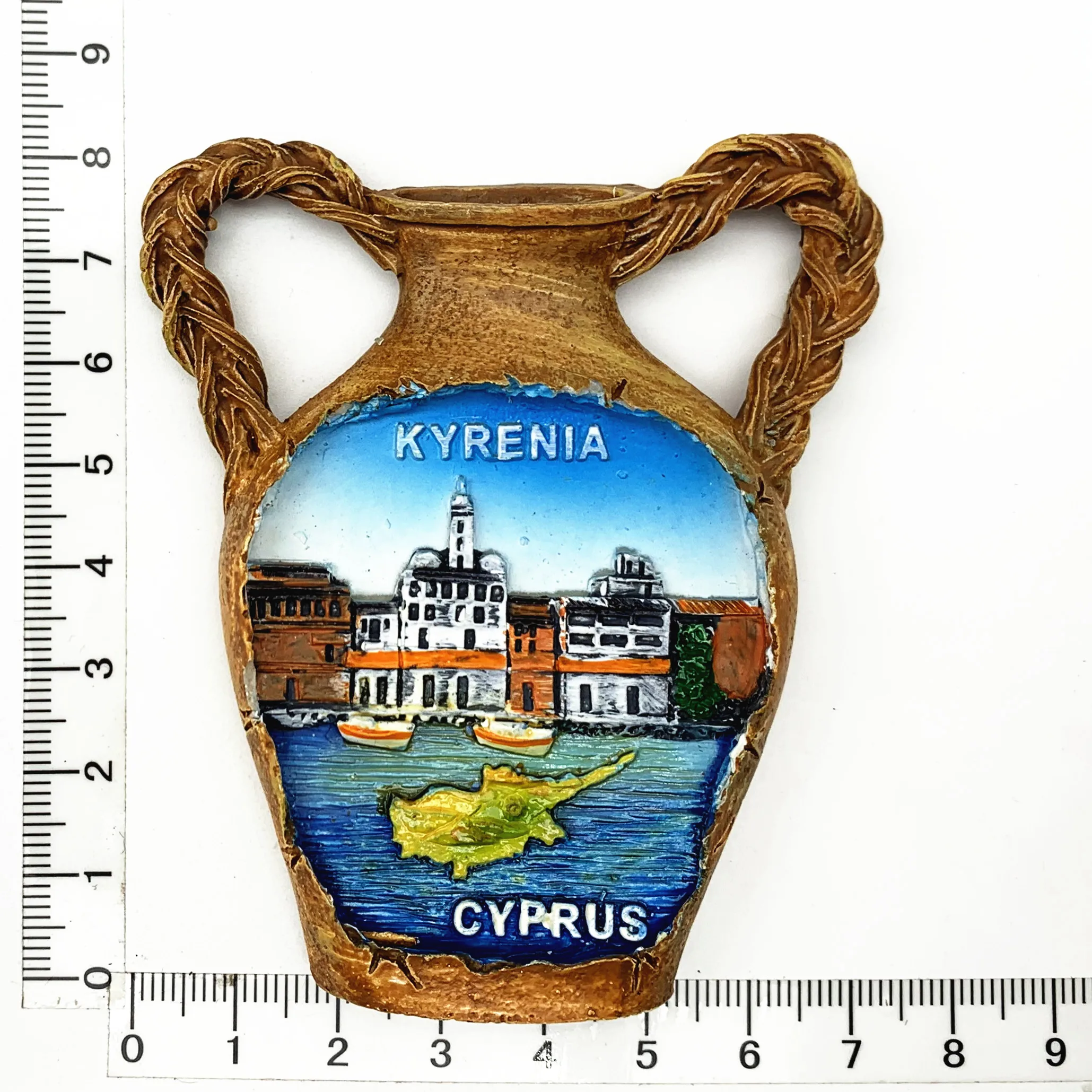 Magnete Frigorifero 3D Paphos Cipro – Souvenir Da Viaggio In Poliresina, 7,5x7 Cm, Regalo Decorativo