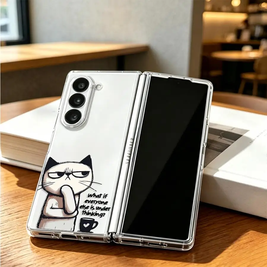 Coffee Cat Thinking Phone Cover - Elegant Case