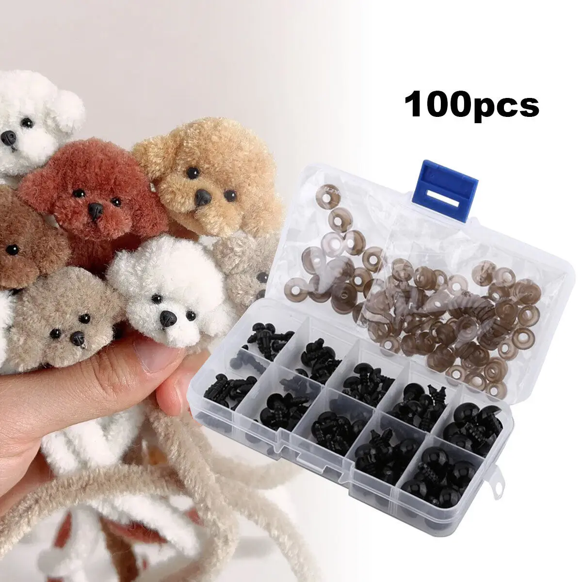 Safety Eyes for Crochet Toys 100X Doll Eyes and Noses Craft Teddy Bear Eyes  - AliExpress