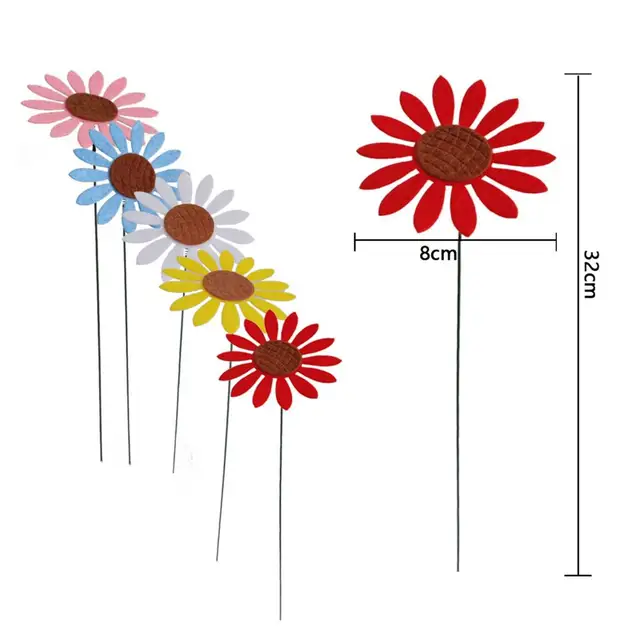 5Db/Beállított Virágbetét Színes Időjárási És Rezisztens Barkácsolás Gyönyörű Fémkert Napraforgó Tétek - Image 6