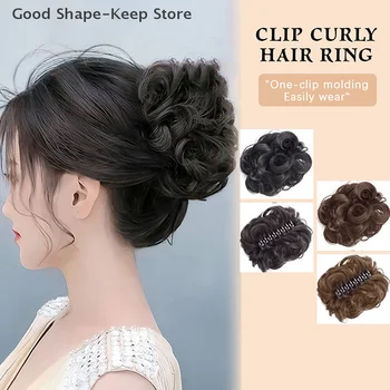 Fibra sintetica resistente al calore Capelli ricci ondulati Chignon disordinato Clip per artiglio Coda di cavallo per donne e ragazze Matrimonio quotidiano per feste