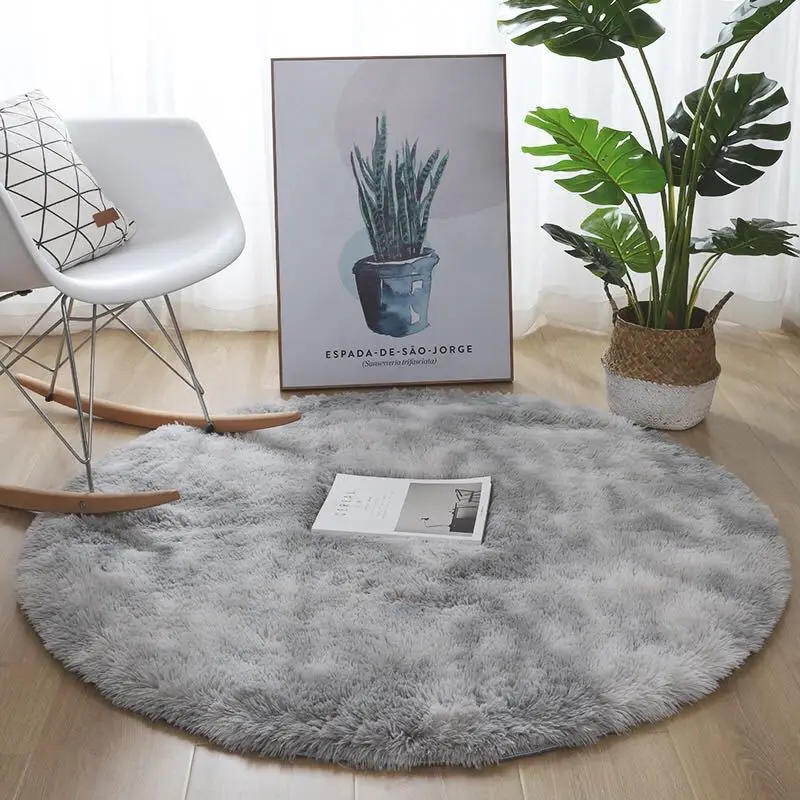 Round Thicker Plush Carpet for Living Room Kids Bedroom Floor Mat Soft Anti-Slip Bed Side Rug Home Salon Under Table |