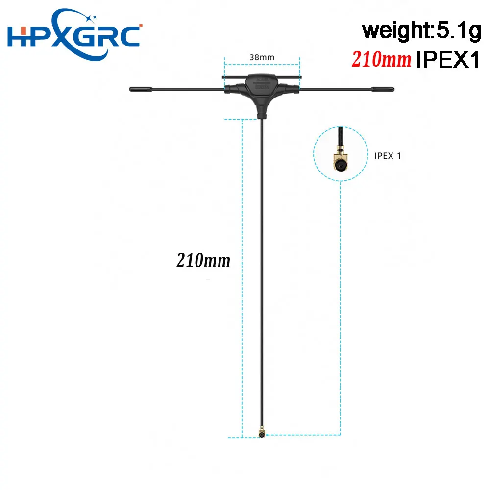Antenne T double bande 915M+2.4G IPEX1/SMA pour drone FPV ELRS