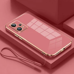 Luxury Square Plating Shockproof Phone Case with Enhanced Protection for Realme 9 Pro Plus (Gs6D red)