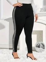 Women's Plus-size Fashion Skinny Leggings Bright Drill Slim Yoga Pants Casual Comfort High-waisted Leggings - Image 4