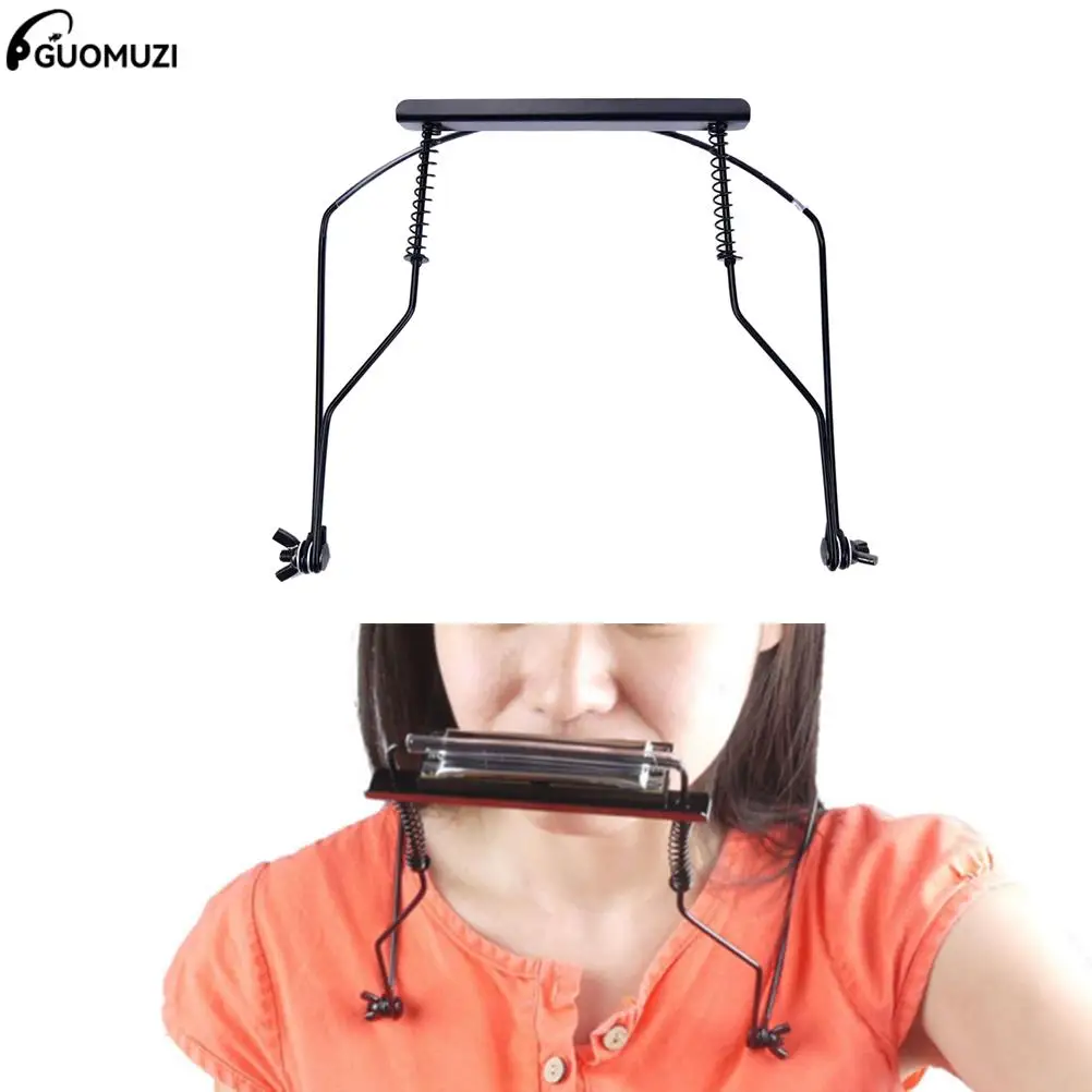 10 Holes Black Harmonica Neck Holder Adjustable Mouth Organ Stand Harmonica Harp Rack Metal