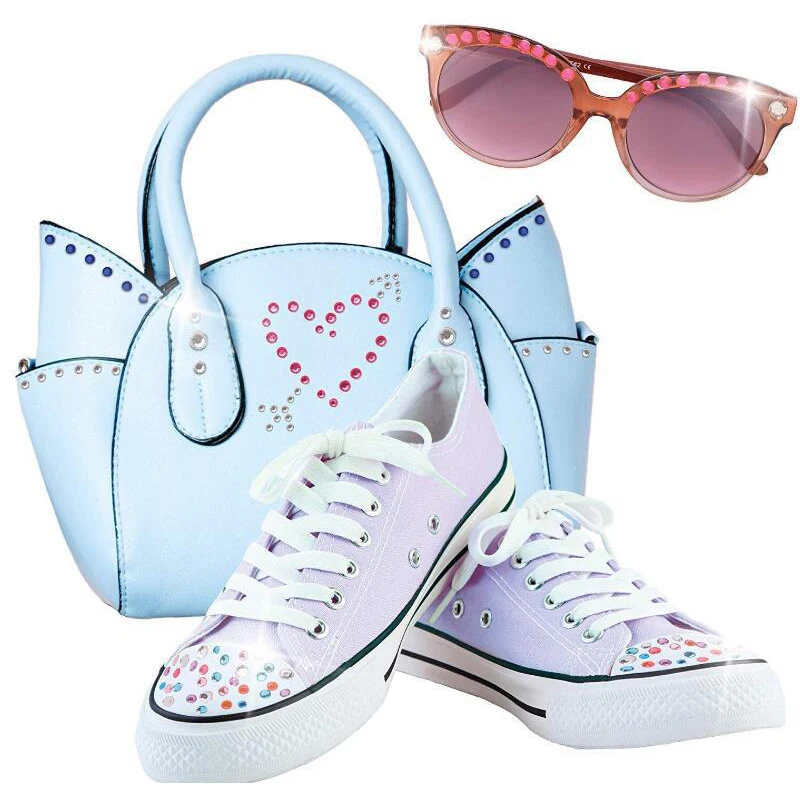 Girls 180 Gems Kit Pretend Makeup Sets Toys Glass Crystal Rhinestone Art Decoration DIY Princess Hair Design Shoes Sticker