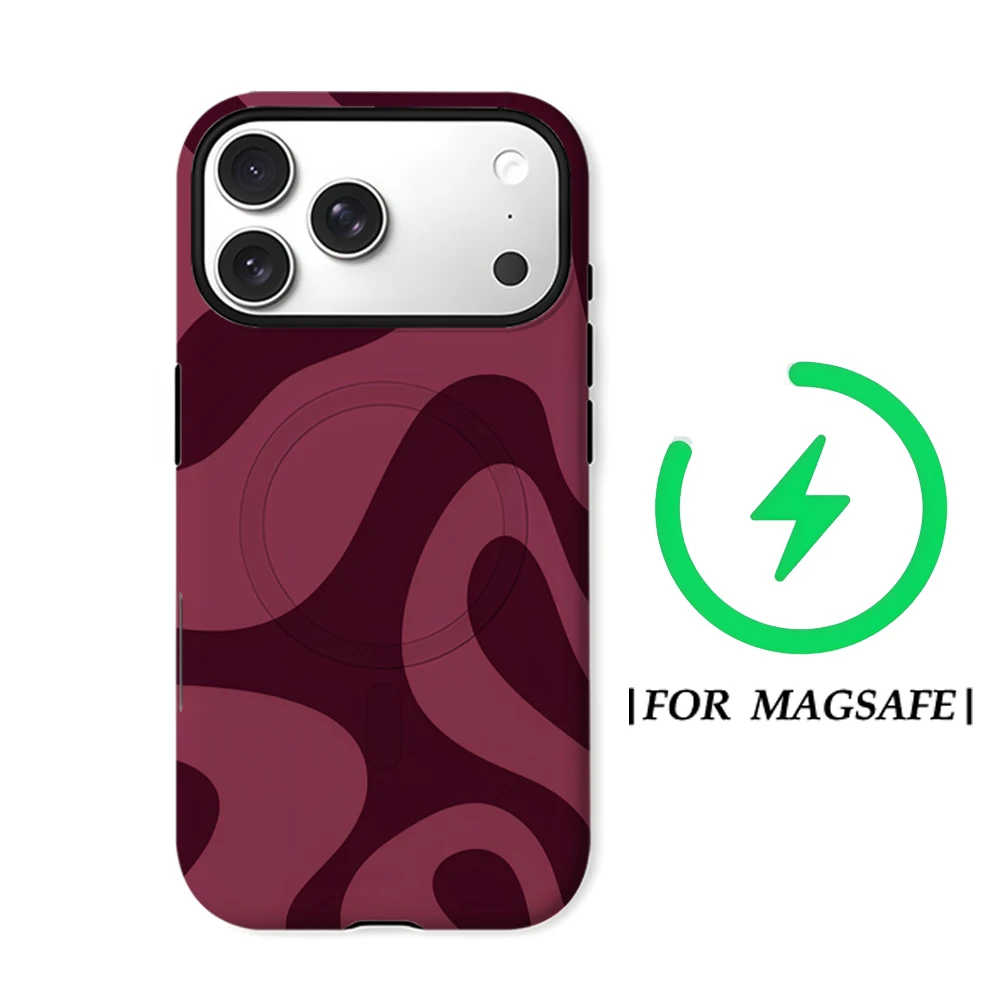 Burgundy Flow Magnetic Tough Phone Case - Single/Dual Layer Protection