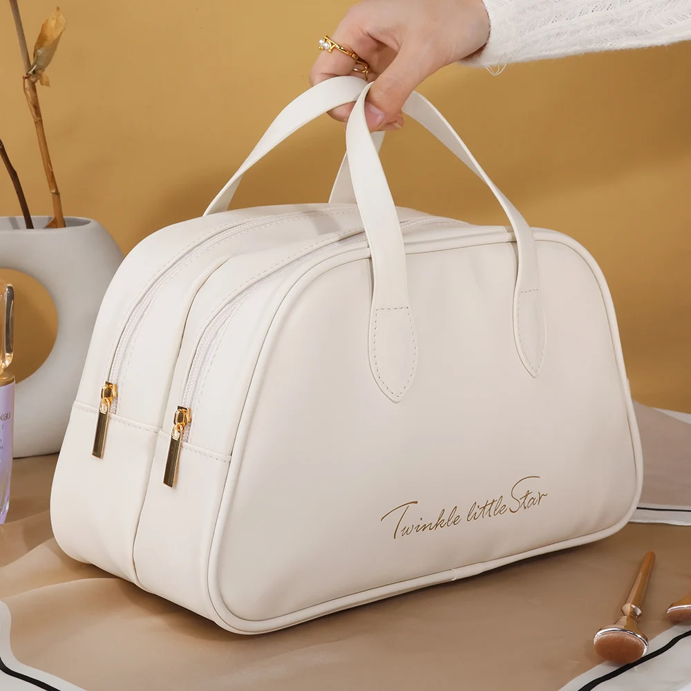 Large-Capacity Double Layer Travel Cosmetic Bag Portable PU Makeup Pouch Women Waterproof Bathroom Washbag Multifunctional Bag 6