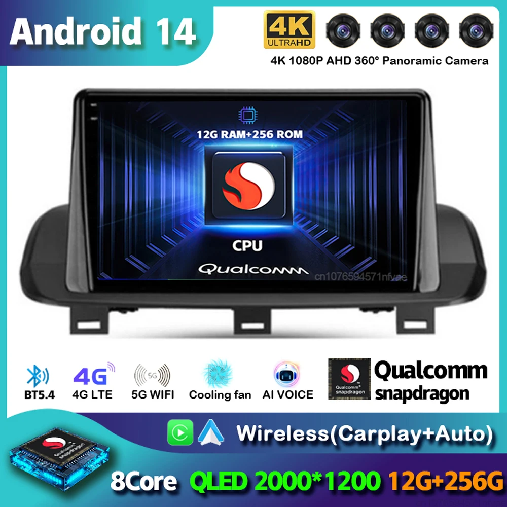 Android 14 Carplay Auto Per Nissan X-Trail Xtrail X-Trail 4 T33 2021 Rogue 3 Iii 2020-2021 Lettore Video Multimediale Autoradio Gps