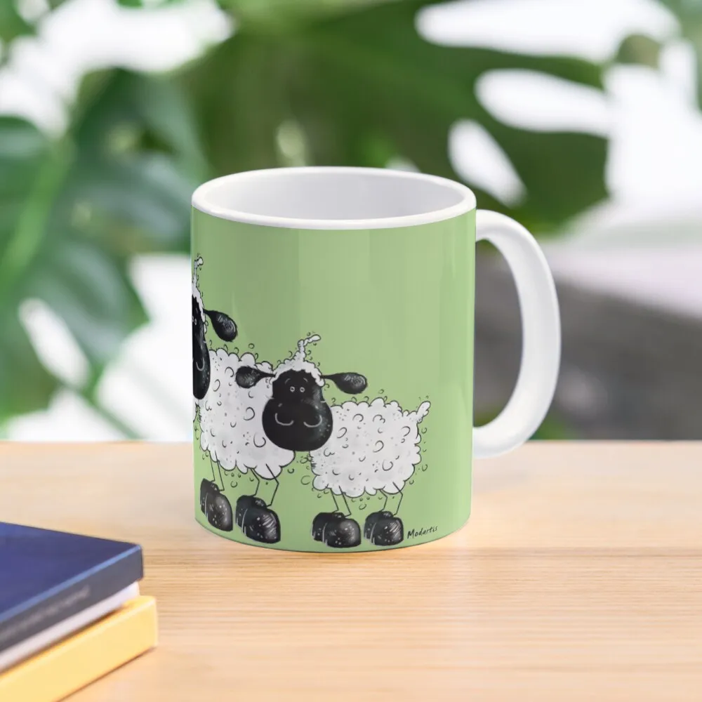 

Three Woolly And Fluffy Sheep Cartoon Coffee Mug Large Tourist Customs Cups Set Mug