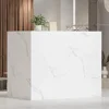 Modern Reception Desk Counter Table, L-Shap Reception Room Front Desk with Lockable Drawer & Open Shelves, Retail Counter 1
