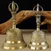 Black Brass Handicraft Large Engraved Hand Bell Loud and Clear Sound for School Meditation Church Bronze Bell Creative Gift 1