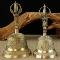 Black Brass Handicraft Large Engraved Hand Bell Loud and Clear Sound for School Meditation Church Bronze Bell Creative Gift 1