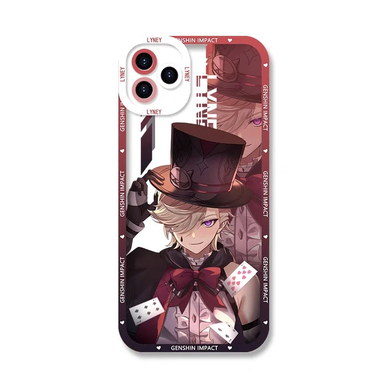 Genshin Impact Soft TPU Phone Case Featuring Xiao, Columbina, HuTao, and Furina