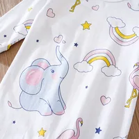 Spring And Autumn Boys And Girls Cute Cartoon Rainbow Elephant Print Cotton Comfortable Long Sleeve Baby Bodysuit 4