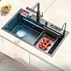 Stainless Steel Kitchen Sink With Cup Washer Embossed large Single Slot Thickened Household Multifunctional Sinks Drain Left 1