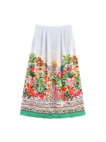 TFAFXY 2025 Summer Printed Pleated Long Skirts For Women Ruffled Elegant Women's Skirts High Waist Casual Loose Midi Skirt - Image 2