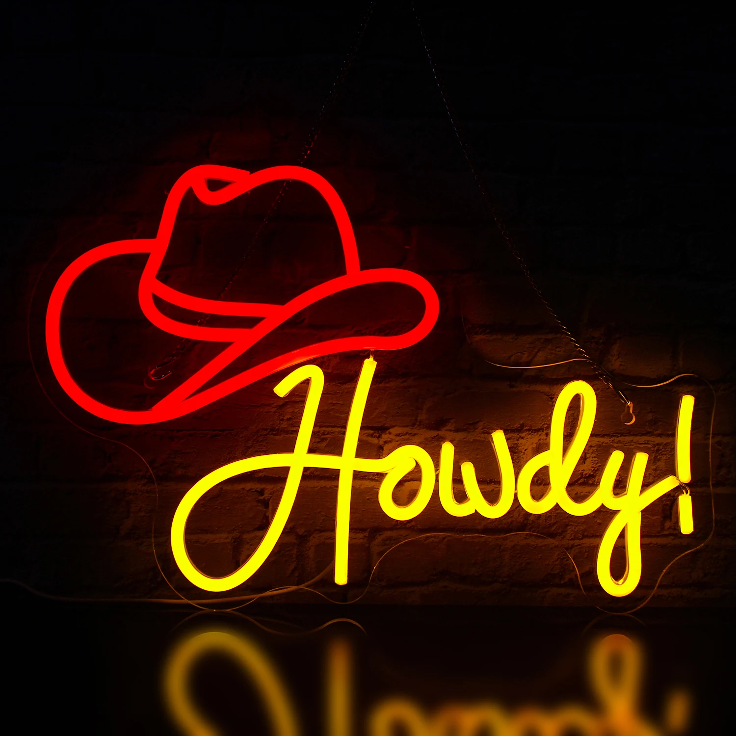 Howdy Cowboy Hat Neon Sign Colorful Letter Led Decor Neon Signs for Beer Bar Cafe Shop Bedroom Club Wall Decor Neon Light USB