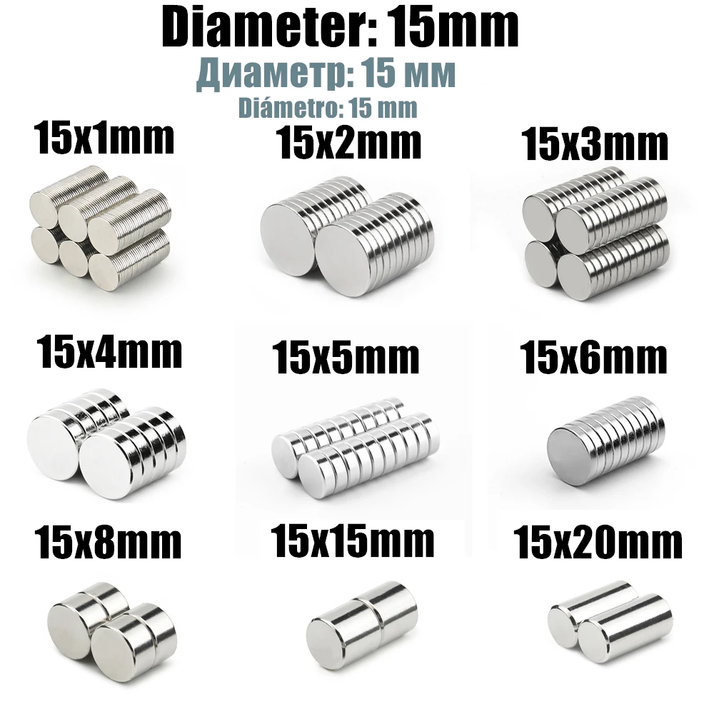 Neodymium Magnets Round Magnets 15mm Dia NdFeB Thin Small Disc Permanent N35