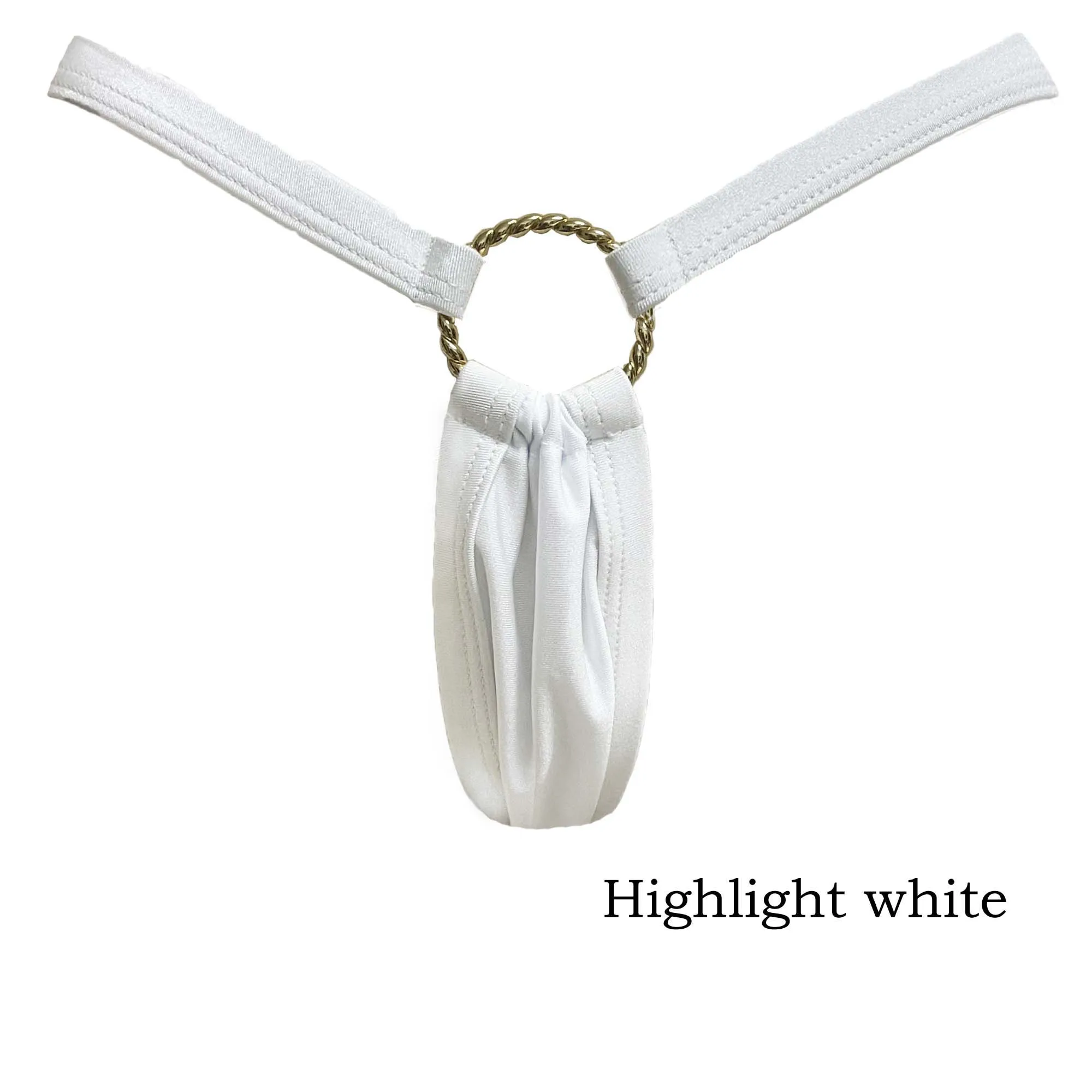 XMJXMY Neutral metal ring sexy temptation thong high gloss and high elasticity sports swim pants 6