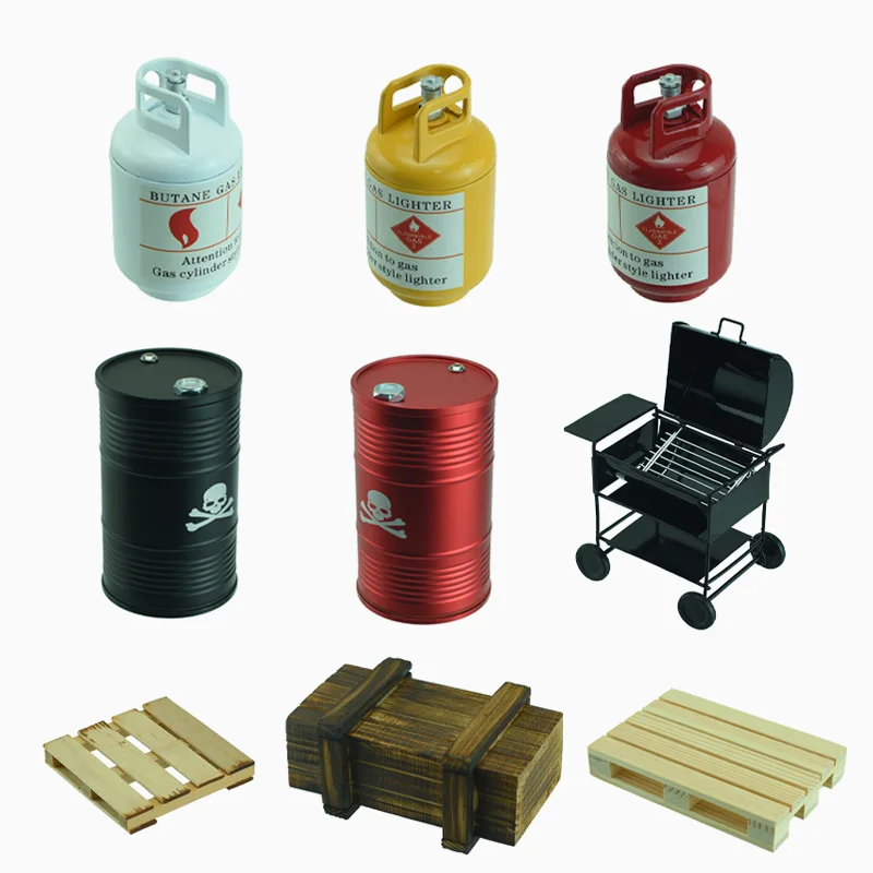 1/10 Rc Crawler Car Simulation Decora Oil Barrel Gas Bottle Carrello Elevatore Piastra Grill Per Traxxas Trx4 Trx6 Axial Scx10 Rc4Wd Truck