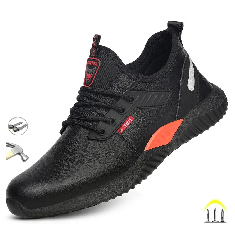 

Men's Anti-Skid, Wear-Resistant, Comfortable Cowhide, Anti-Smash And Puncture Protective Work Safety Shoes