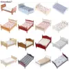 1/12 Dollhouse Metal/Wooden Mini Single/Double Bed Bedroom Furniture Toy Living Room Furniture Model Handmade Toy 1