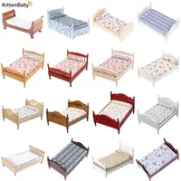 1/12 Dollhouse Metal/Wooden Mini Single/Double Bed Bedroom Furniture Toy Living Room Furniture Model Handmade Toy 1