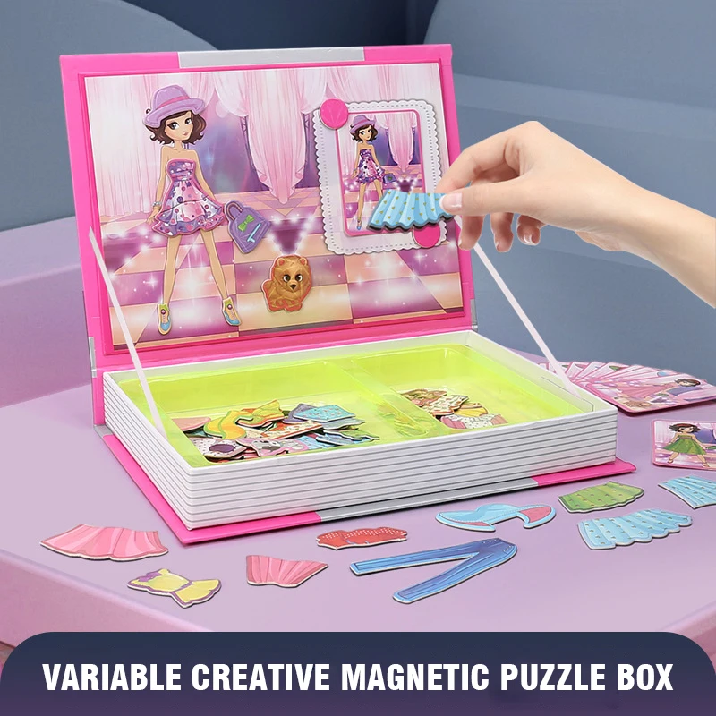 Montessori Children Intelligent Magnetic Book 3D Cartoon Puzzles Jigsaw Brain Training Game Educational Toys Kids Birthday Gift 2