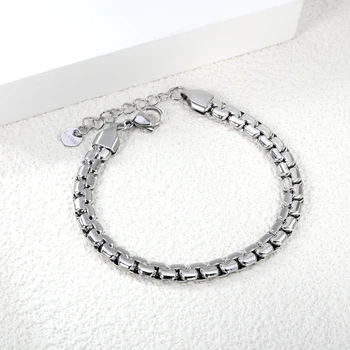 LUXUKISSKIDS Men/Woman Bracelet Fashion Simple Link Chain Bracelets 6mm Steel Waterproof Chunky Thick Wrist Chains Jewelry Decor