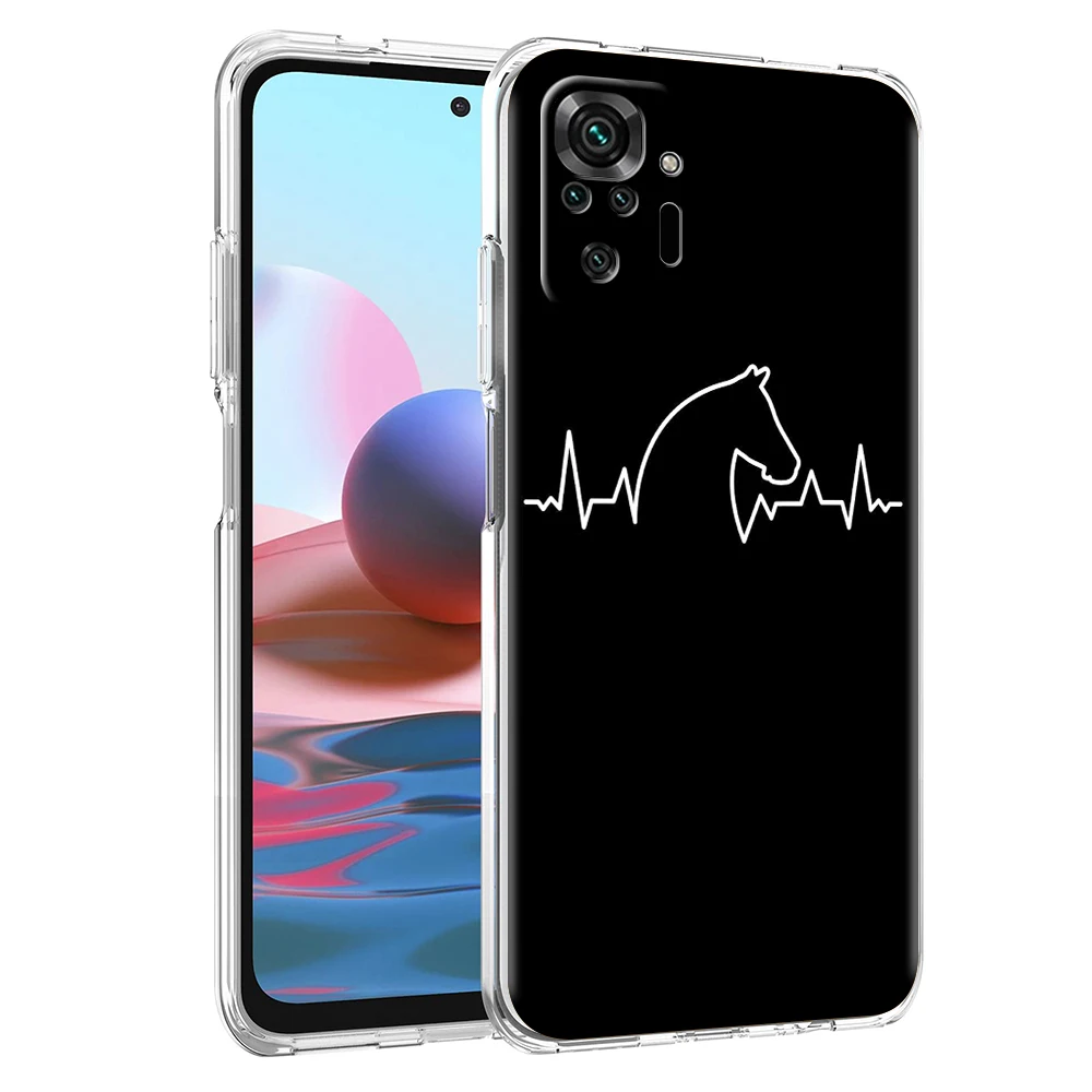 Horse Pony Horse Heartbeat Phone Case for Xiaomi Redmi K40 Gaming 8 8A 9 9T 9A 9C 10 Note 8 8T 9 9S 10 11 Pro Transparent Shell