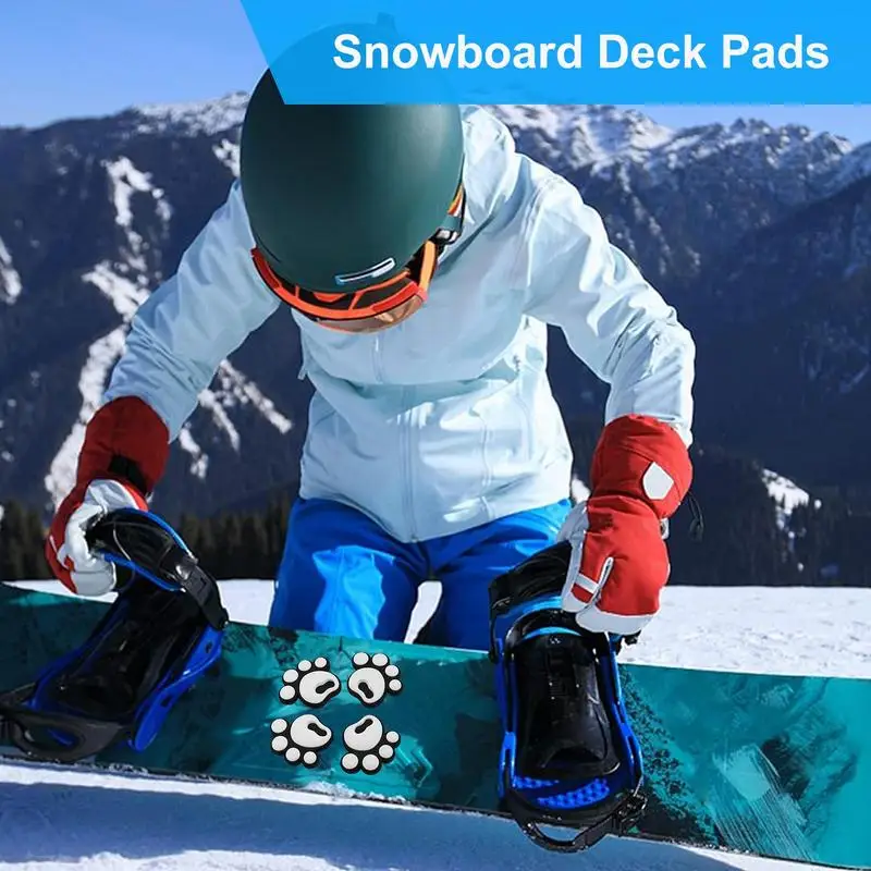 4pcs Snowboard Deck Pads High quality soft rubber material Anti-slip stickers Not easy to break deform Durable Exquisite fitting 4